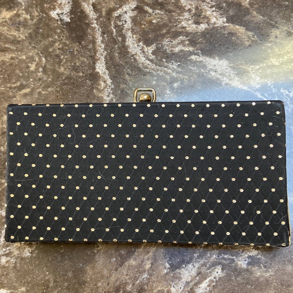 Vintage black gold clutch evening bag euc